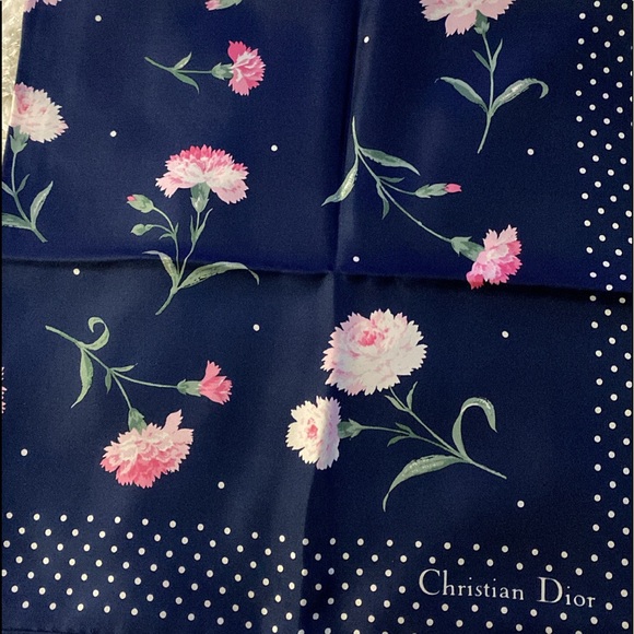 AUTHENTIC CHRISTIAN DIOR FLORAL SILK SCARF - Picture 4 of 6